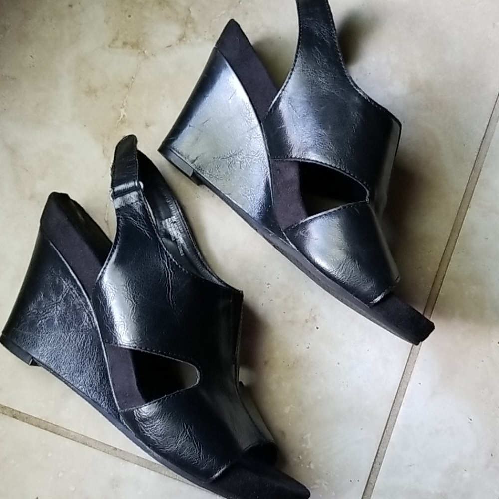 Black Wedges / Sandals / Mules